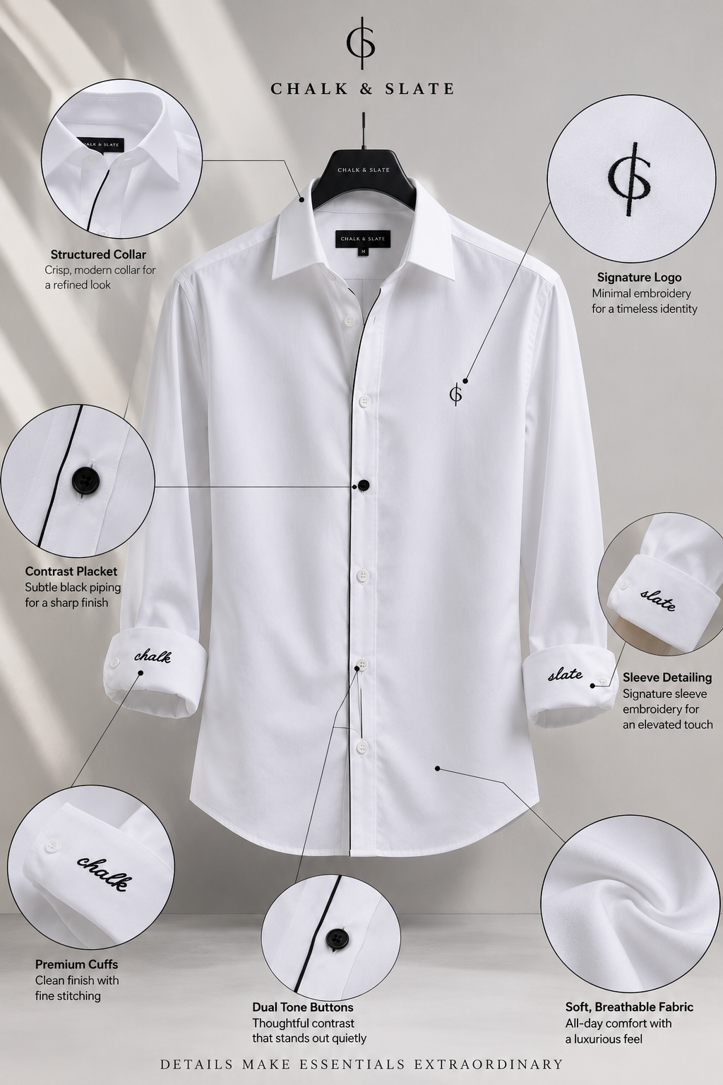 The First Light Shirt – Premium White Cotton Shirt | 9 AM Collection